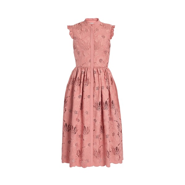 Erdem Floral Cotton Cutwork Sleeveless Midi Dress