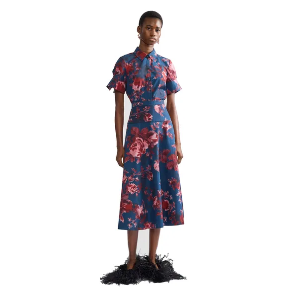 Erdem Floral Cotton Poplin A-Line Midi Skirt, view 6