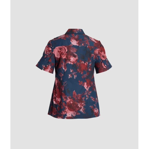 Erdem Floral Cotton Poplin Short Sleeve Shirt, view 2