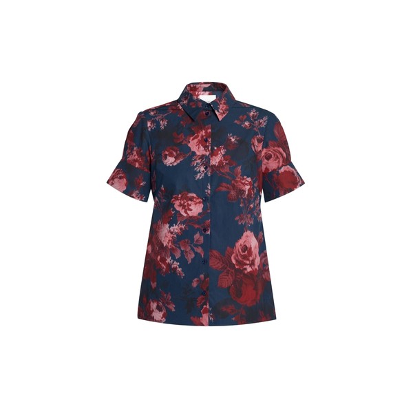 Erdem Floral Cotton Poplin Short Sleeve Shirt