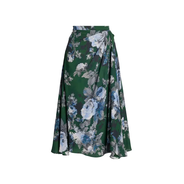 Erdem Floral Crepe Draped Skirt