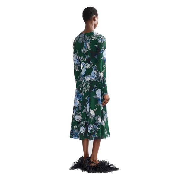 Erdem Floral Crepe Long Sleeve Midi Dress, view 2