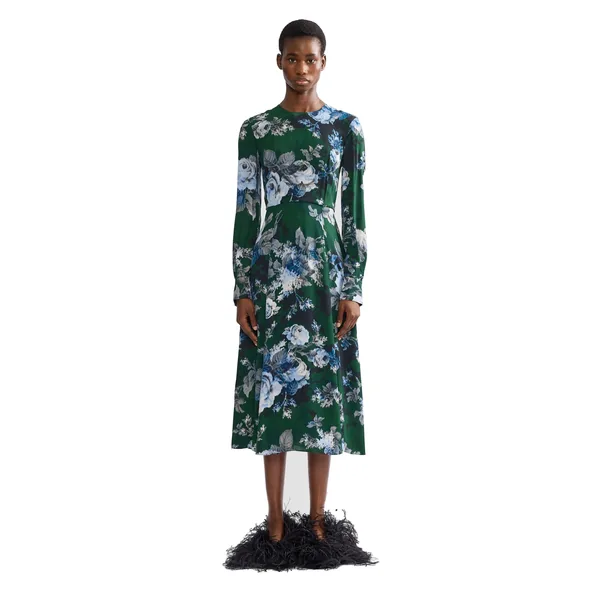 Erdem Floral Crepe Long Sleeve Midi Dress, view 4