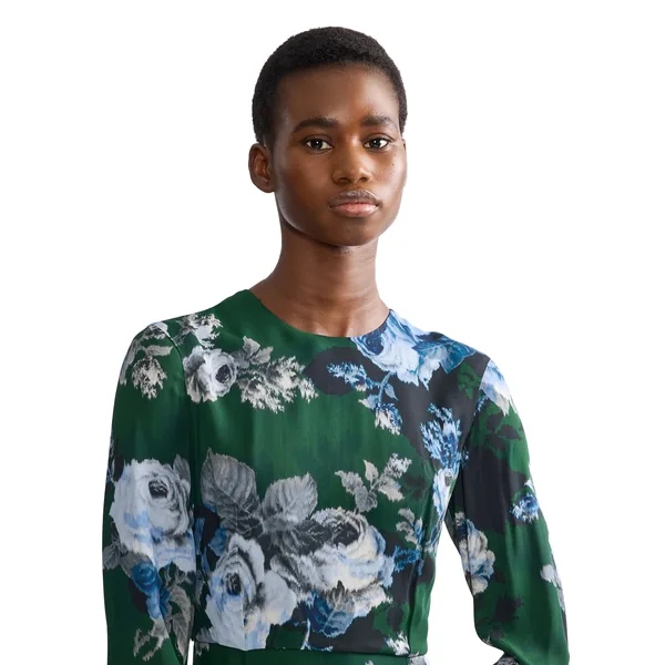 Erdem Floral Crepe Long Sleeve Midi Dress, view 5