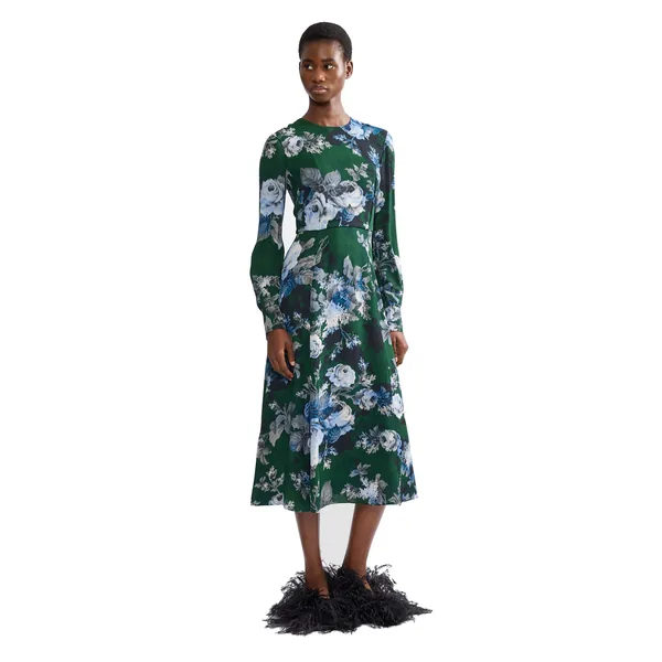 Erdem Floral Crepe Long Sleeve Midi Dress, view 6