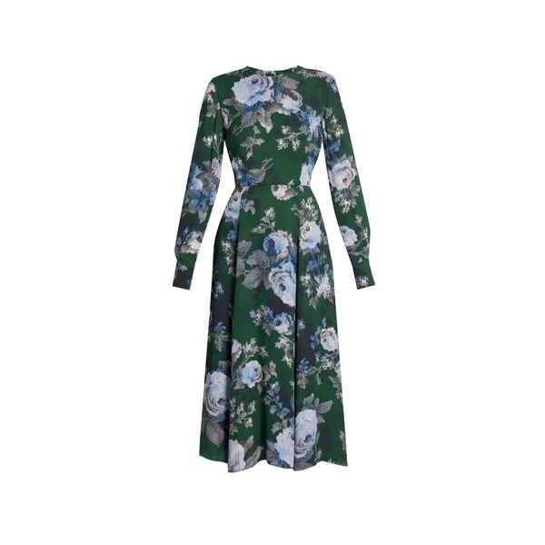 Erdem Floral Crepe Long Sleeve Midi Dress