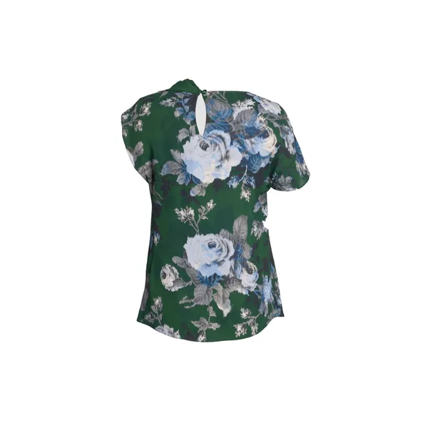Erdem Floral Crepe Short Sleeve Draped Top, view 2