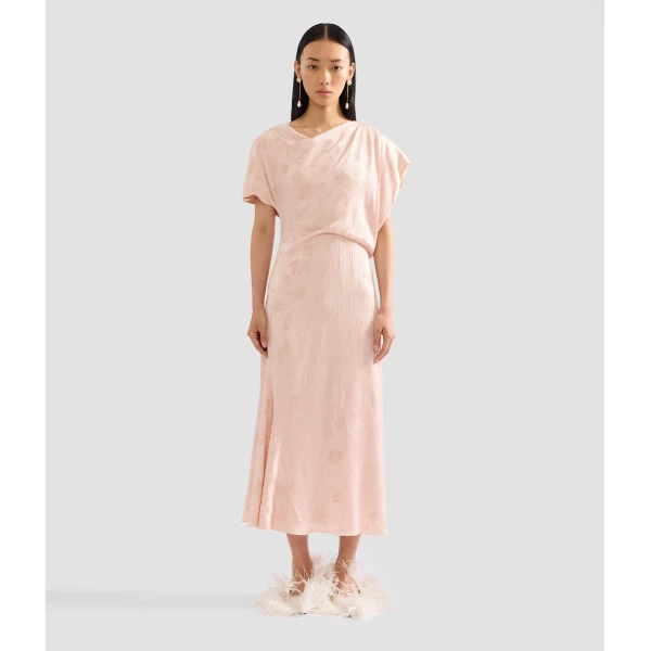 Erdem Floral Creponne Jacquard Short Sleeve Midi Dress, view 4