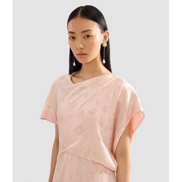 Erdem Floral Creponne Jacquard Short Sleeve Midi Dress, view 5