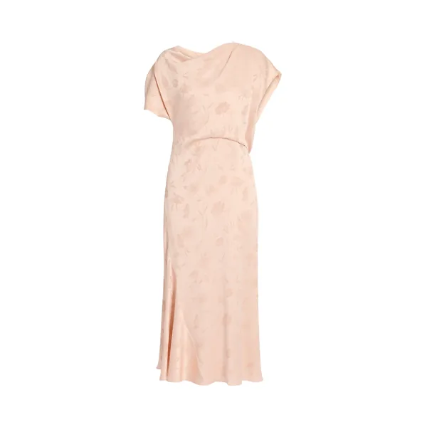 Erdem Floral Creponne Jacquard Short Sleeve Midi Dress