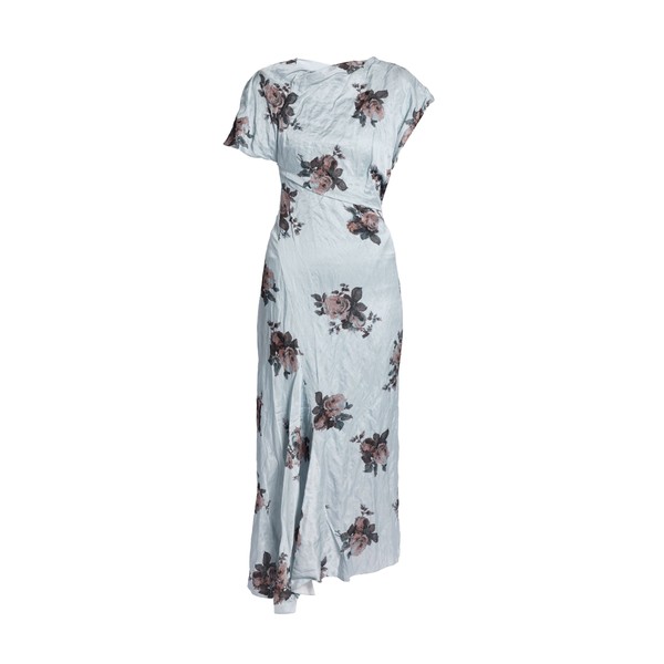 Erdem Floral Crushed Satin Asymmetric Midi Dress