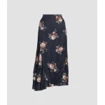 Erdem Floral Crushed Satin Draped Midi Skirt