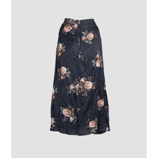 Erdem Floral Crushed Satin Draped Midi Skirt, view 2