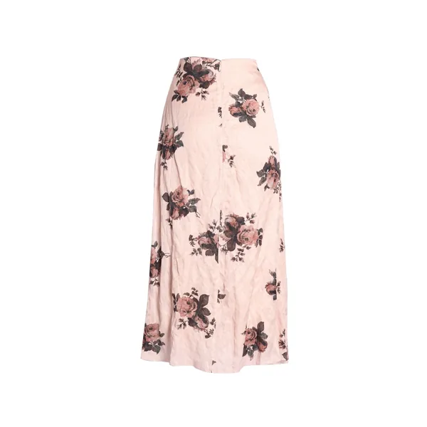 Erdem Floral Crushed Satin Draped Midi Skirt, view 2