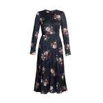 Erdem Floral Crushed Satin Long Sleeve Midi Dress