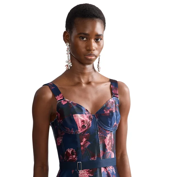 Erdem Floral Duchess Sleeveless Midi Dress, view 4