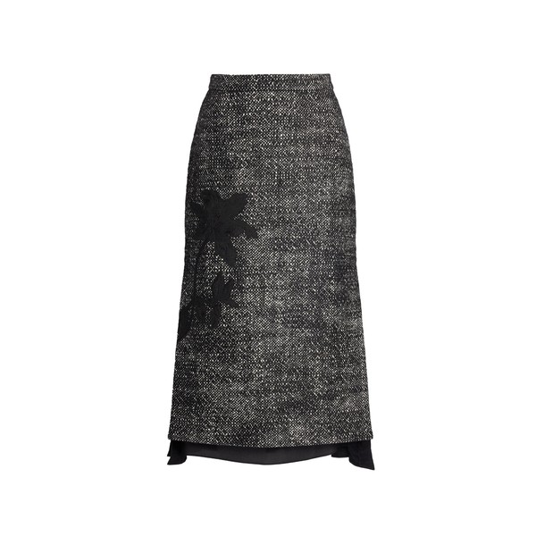 Erdem Floral Embroidered Wool Midi Skirt