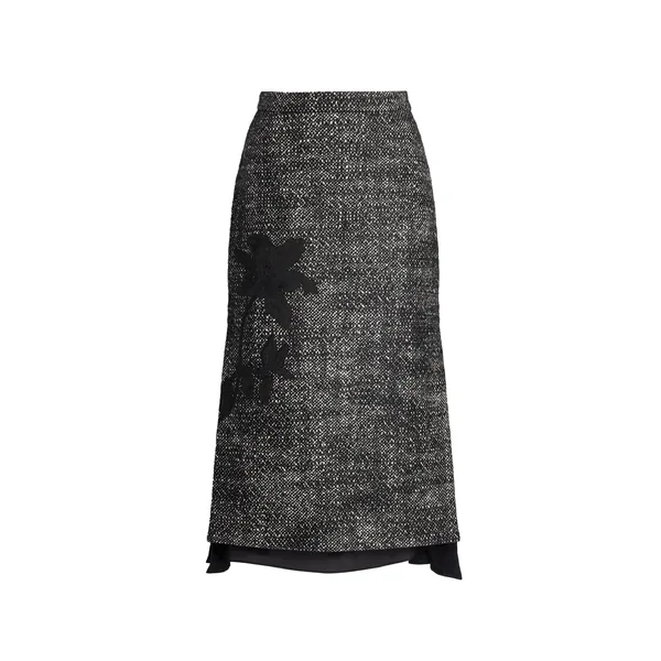 Erdem Floral Embroidered Wool Midi Skirt
