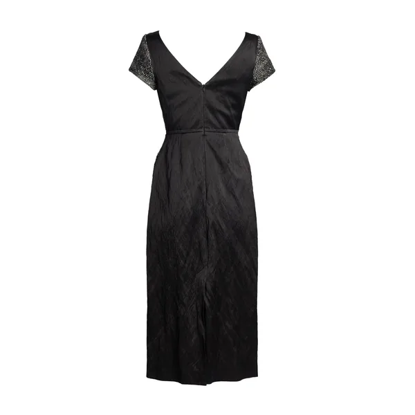 Erdem Floral Embroidered Wool Short Sleeve Midi Dress, view 2