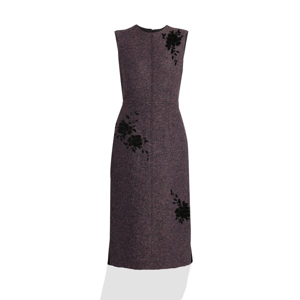 Erdem Floral Embroidered Wool Sleeveless Midi Dress