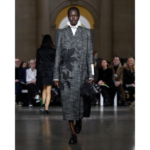 Erdem Floral Embroidered Wool Tailored Coat, view 2