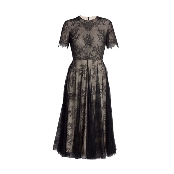 Erdem Floral Lace Short Sleeve Midi Dress