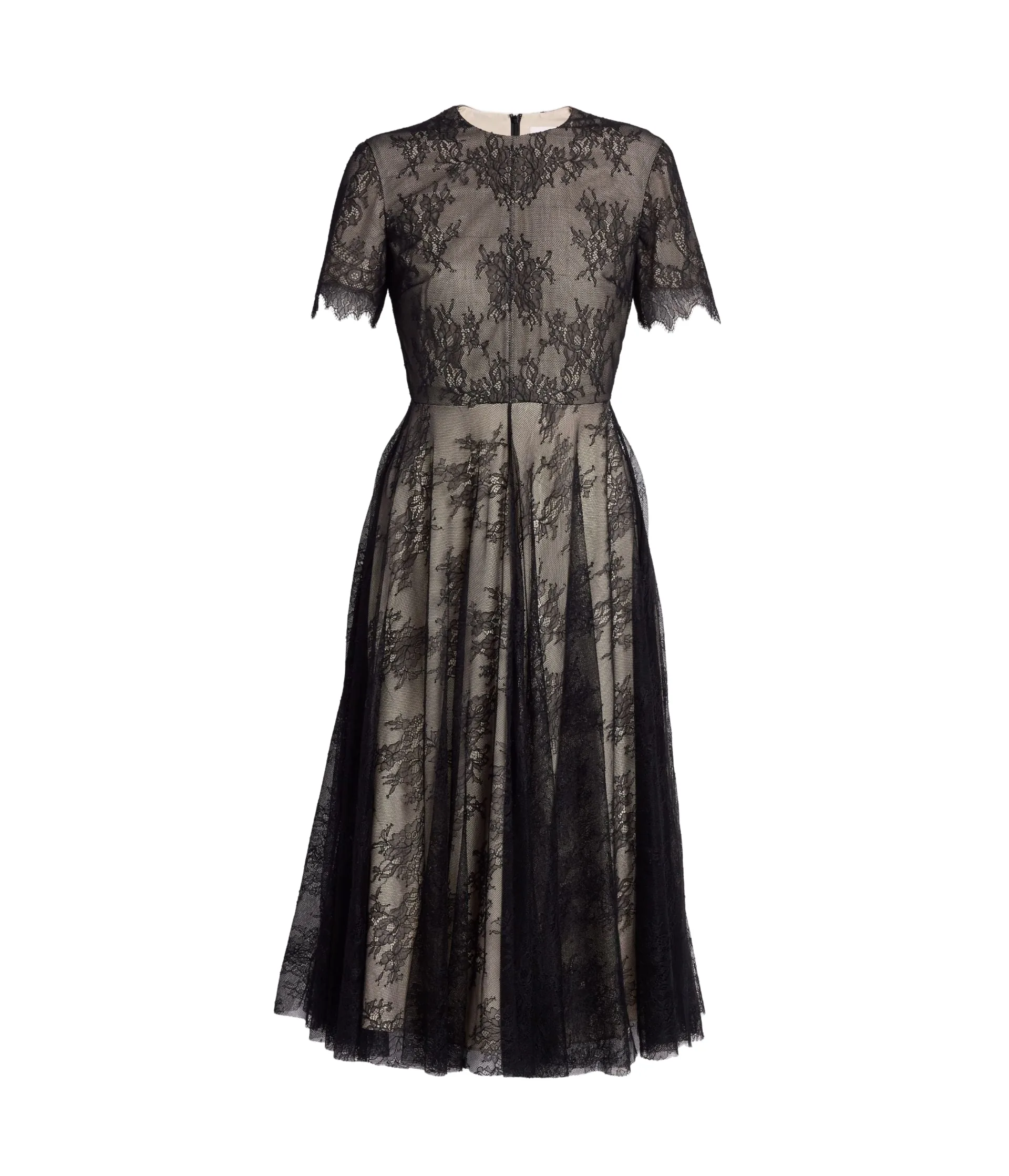 Floral Lace Short Sleeve Midi Dress