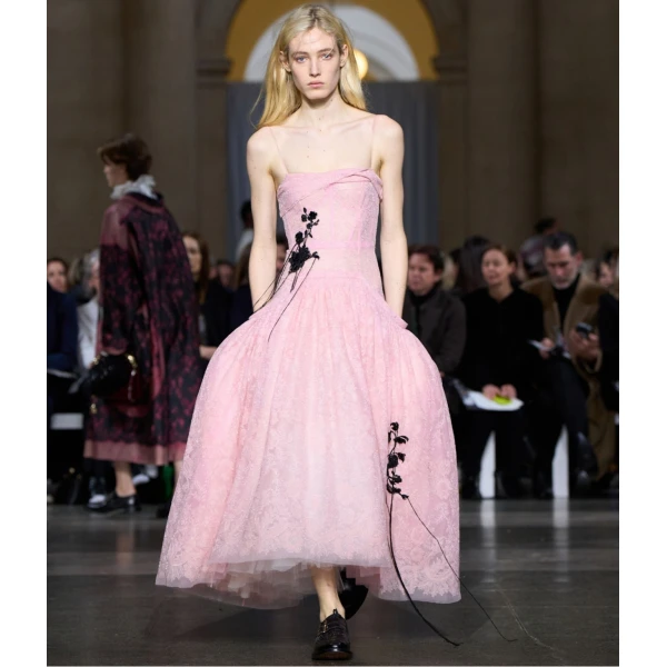 Erdem Floral Lace Tulle Sleeveless Midi Dress, view 2