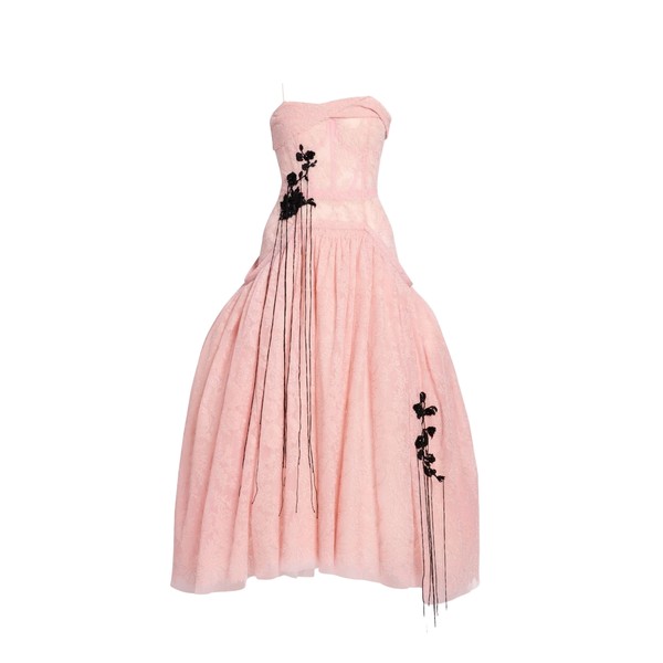 Erdem Floral Lace Tulle Sleeveless Midi Dress