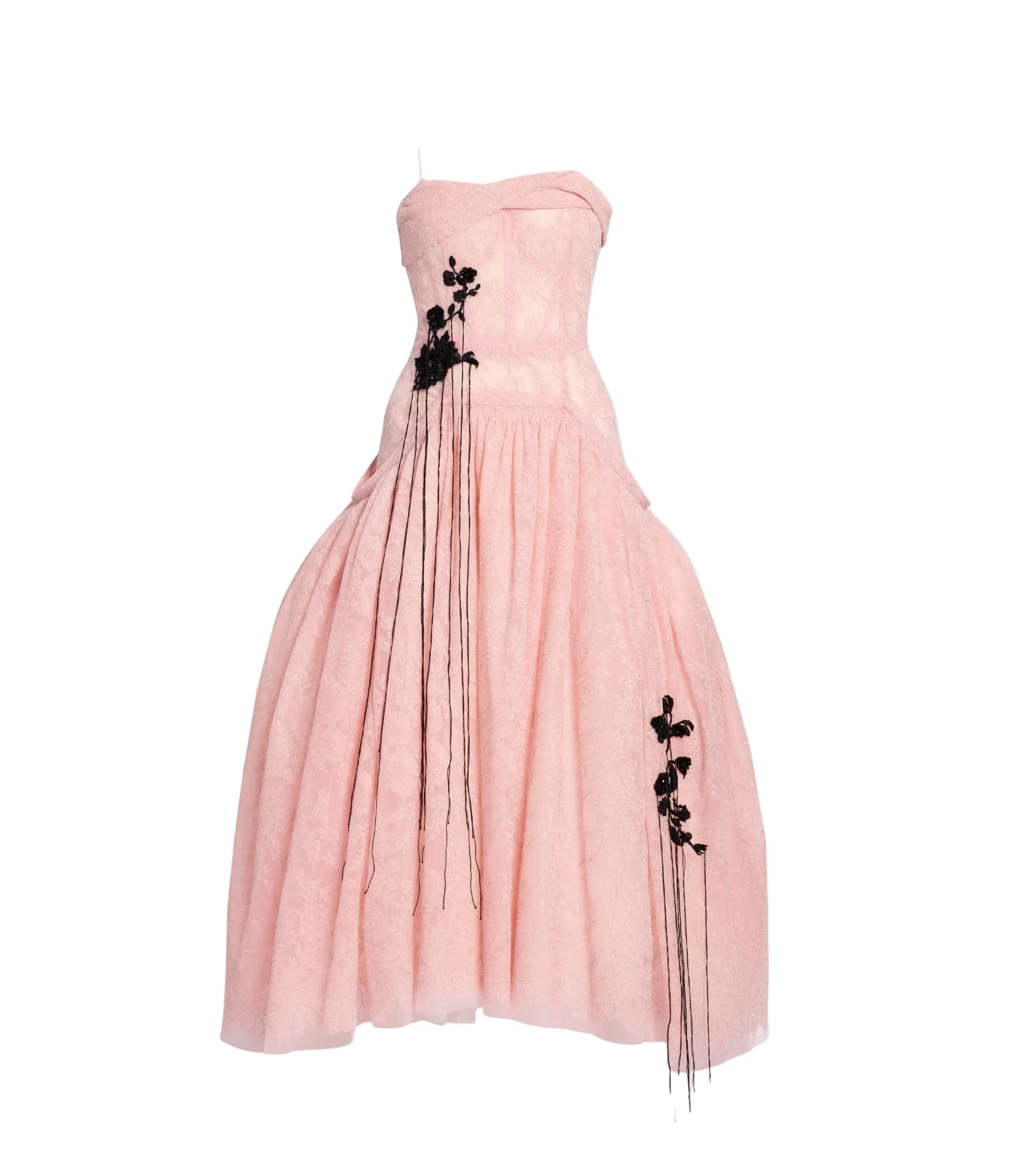 Floral Lace Tulle Sleeveless Midi Dress