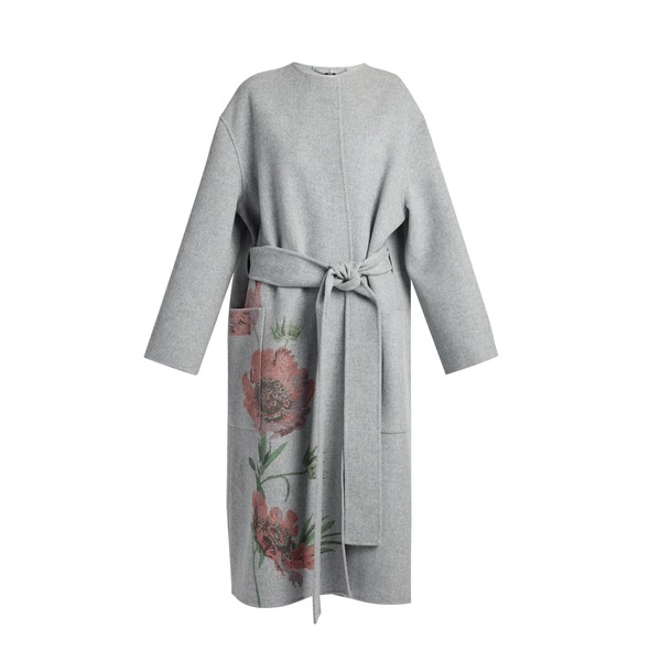 Erdem Floral Print Double Face Wool Belted Coat