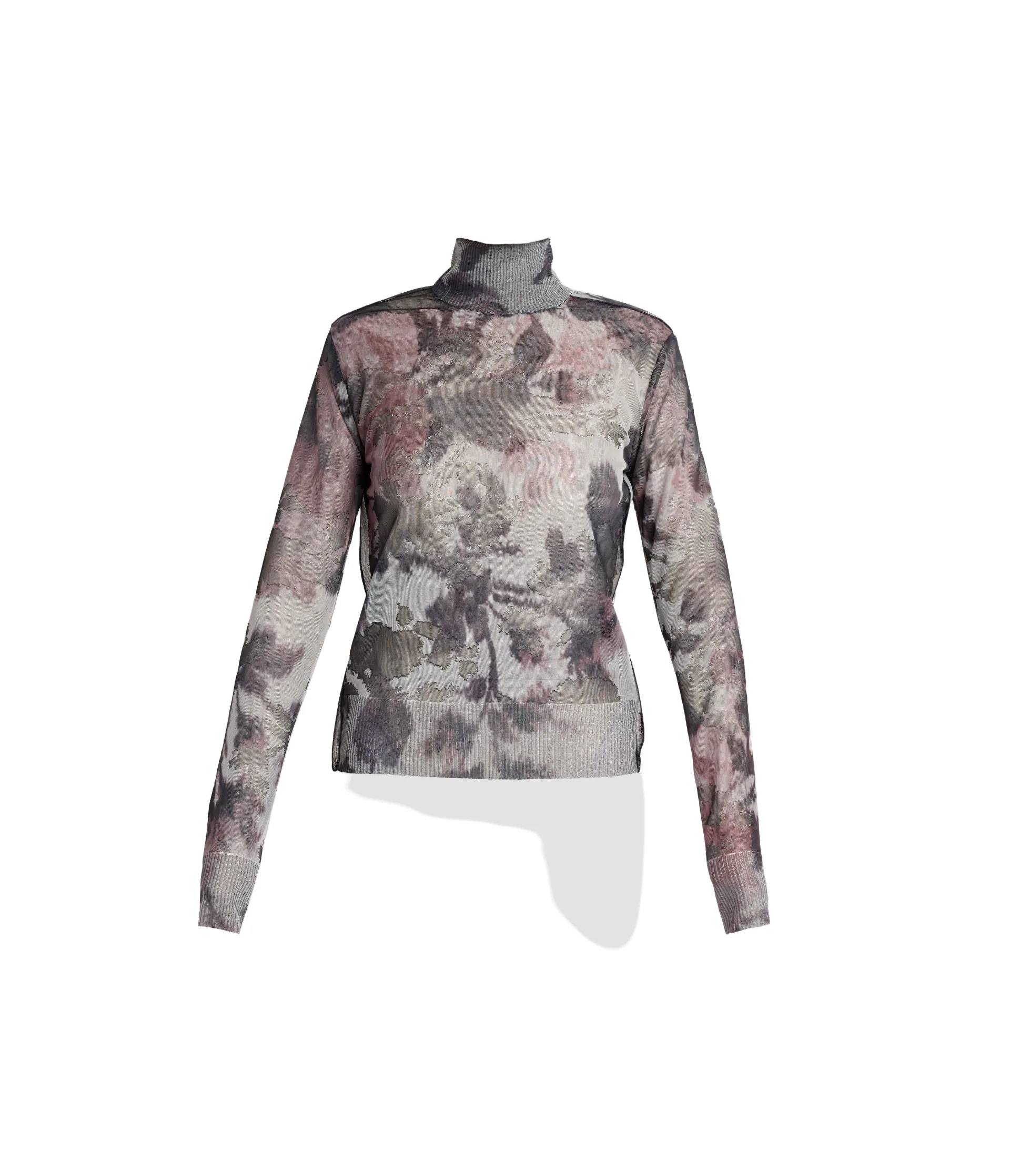 Floral Print Jacquard Turtleneck