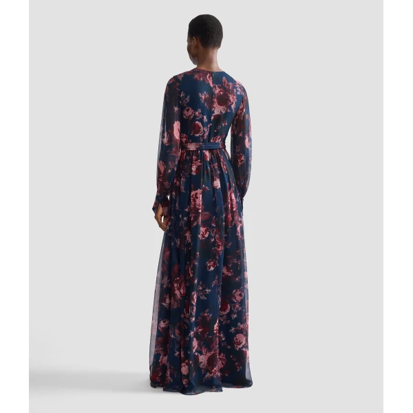 Erdem Floral Silk Creponne Long Sleeve Gown, view 3