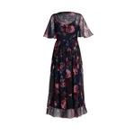 Erdem Floral Silk Creponne Short Sleeve Midi Dress