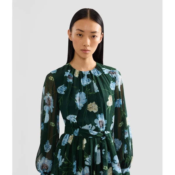 Erdem Floral Silk Voile Long Sleeve Gown, view 5