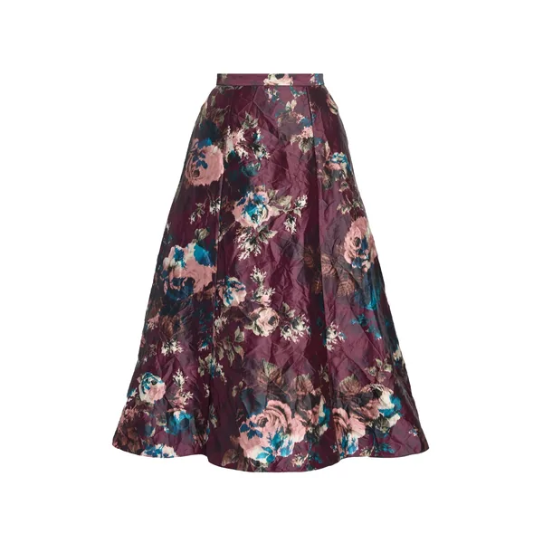 Erdem Floral Textured Satin A-Line Midi Skirt