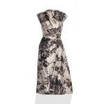 Erdem Floral Textured Satin Draped Midi Dress