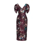 Erdem Floral Textured Satin Midi Dress