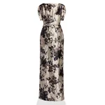 Erdem Floral Textured Satin Short Sleeve Gown