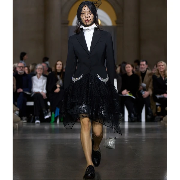 Erdem Grain De Poudre Single Breasted Fitted Blazer, view 2