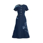 Erdem Indigo Denim Short Sleeve Midi Dress