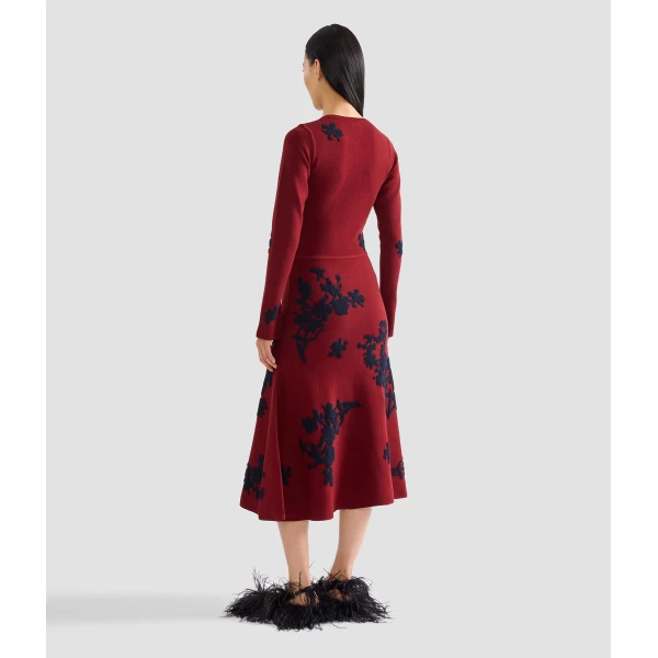 Erdem Jacquard Long Sleeve Midi Knit Dress, view 2