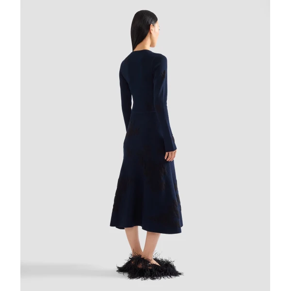 Erdem Jacquard Long Sleeve Midi Knit Dress, view 3