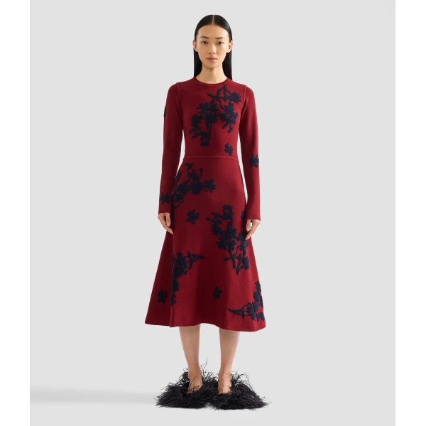 Erdem Jacquard Long Sleeve Midi Knit Dress, view 4