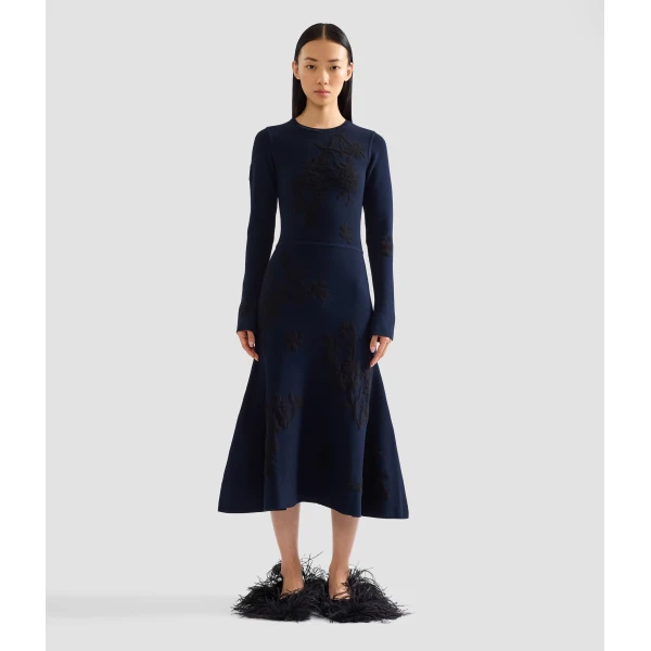 Erdem Jacquard Long Sleeve Midi Knit Dress, view 4