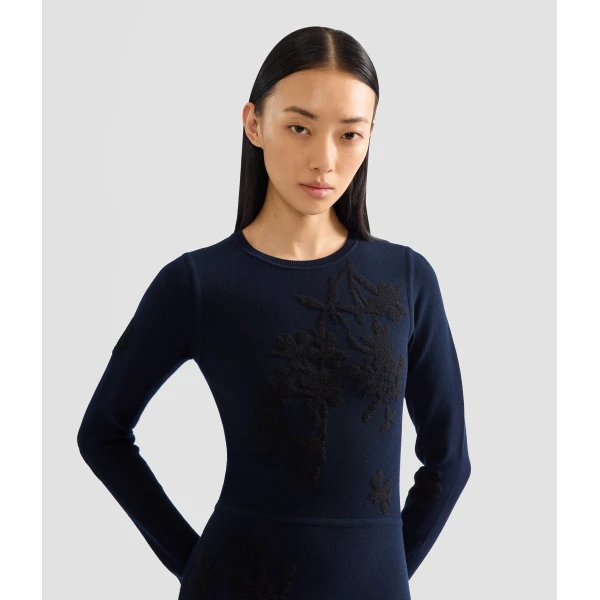 Erdem Jacquard Long Sleeve Midi Knit Dress, view 5
