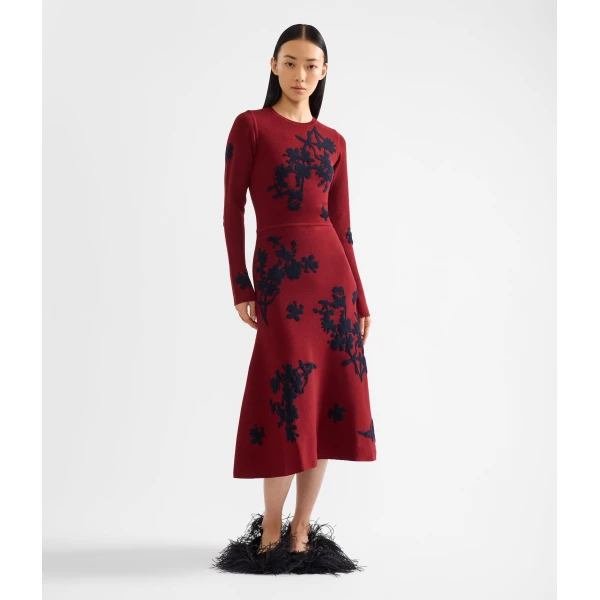Erdem Jacquard Long Sleeve Midi Knit Dress, view 6