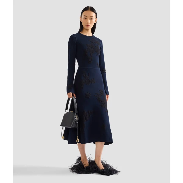Erdem Jacquard Long Sleeve Midi Knit Dress, view 6