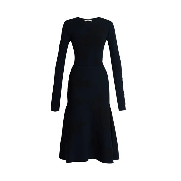 Erdem Jacquard Long Sleeve Midi Knit Dress