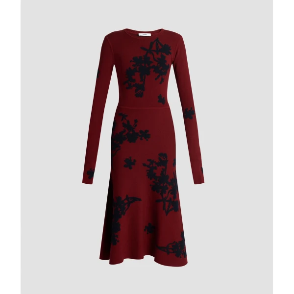 Erdem Jacquard Long Sleeve Midi Knit Dress